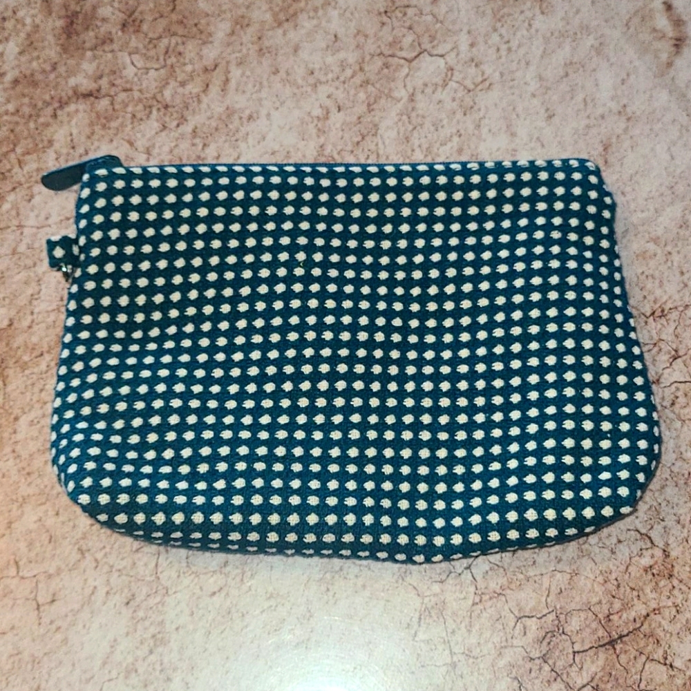 Green weave mini zipper pouch